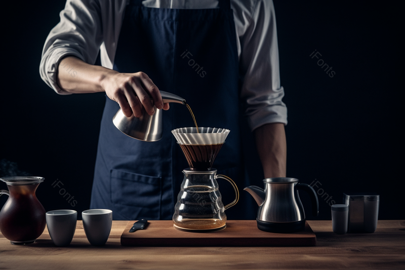 男性咖啡师制作手冲咖啡,高清,摄影图,摄影图片,图片大全,摄影图免费下载